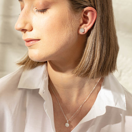 18ct White Gold .60ct Diamond Lotus Pendant-Necklace-Walker & Hall