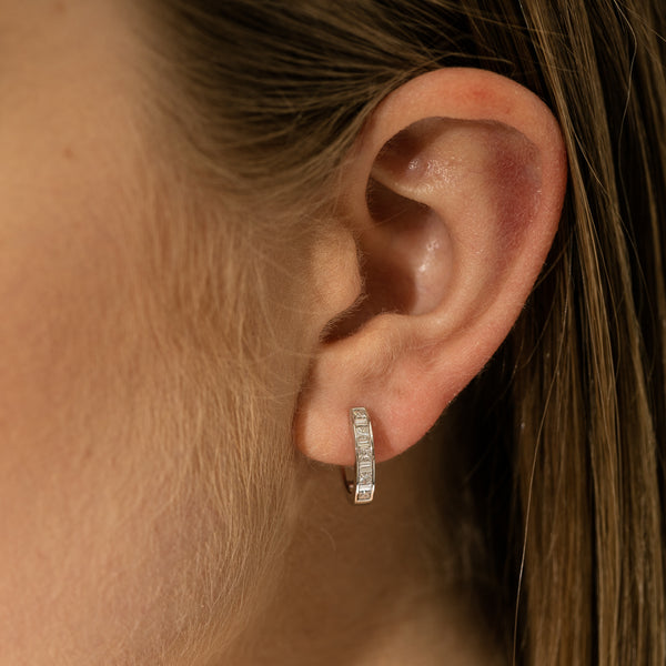 18ct White Gold .62ct Diamond Hoop Earrings - Earrings - Walker & Hall