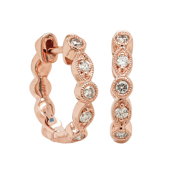 18ct Rose Gold Diamond Aura Hoop Earrings - Earrings - Walker & Hall