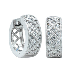 18ct White Gold Diamond Honour Hoop Earrings - Earrings - Walker & Hall