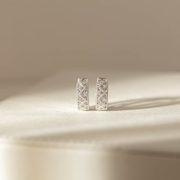18ct White Gold Diamond Honour Hoop Earrings - Earrings - Walker & Hall