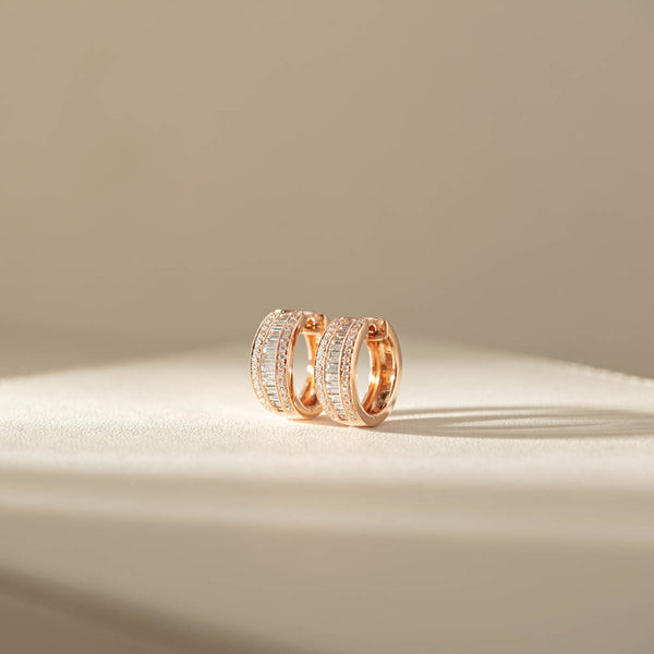 18ct Rose Gold Diamond Imperial Hoop Earrings - Earrings - Walker & Hall