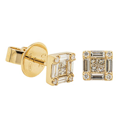 18ct Yellow Gold Diamond Quattro Stud Earrings - Earrings - Walker & Hall