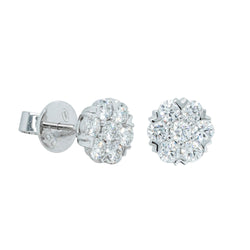 18ct White Gold 1.20ct Diamond Lotus Stud Earrings - Earrings - Walker & Hall