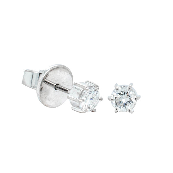 Deja Vu 12ct White Gold .60ct Diamond Solitaire Stud Earrings - Earrings - Walker & Hall