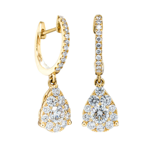 18ct Yellow Gold 1.16ct Diamond Drop Earrings - Earrings - Walker & Hall