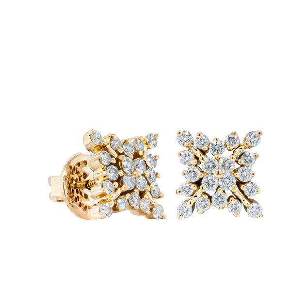 Deja Vu 18ct Yellow Gold 1.08ct Diamond Stud Earrings - Earrings - Walker & Hall