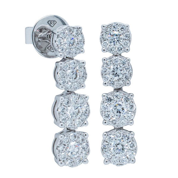 18ct White Gold .93ct Diamond Drop Earrings - Earrings - Walker & Hall