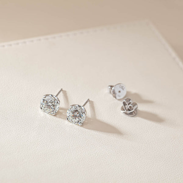 18ct White Gold 4.02ct Diamond Blossom Stud Earrings - Earrings - Walker & Hall