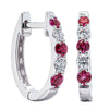 9ct White Gold Ruby & Diamond Huggie Earrings - Earrings - Walker & Hall