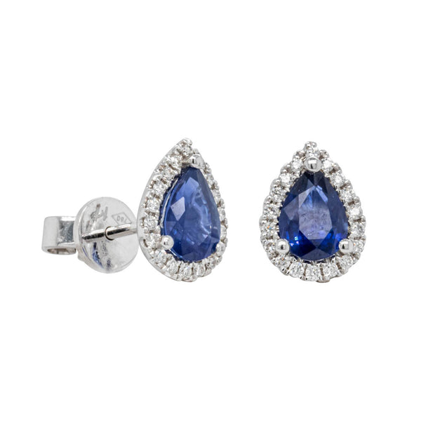18ct White Gold 1.59ct Sapphire & Diamond Earrings - Earrings - Walker & Hall