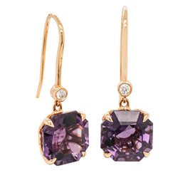 18ct Rose Gold Amethyst & Diamond Drop Octavia Earrings - Earrings - Walker & Hall
