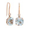 18ct Rose Gold Aquamarine & Diamond Drop Octavia Earrings - Earrings - Walker & Hall