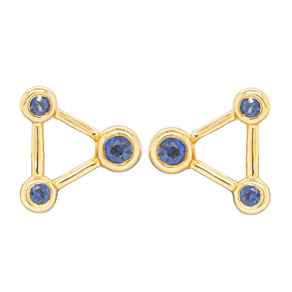 18ct Yellow Gold Sapphire Single Water Element Earring - Earrings - Walker & Hall