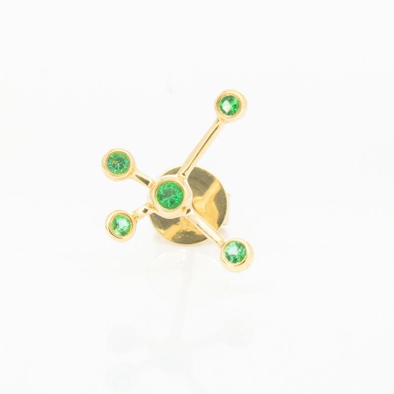 18ct Yellow Gold Tsavorite Single Earth Element Earring-Earrings-Walker & Hall