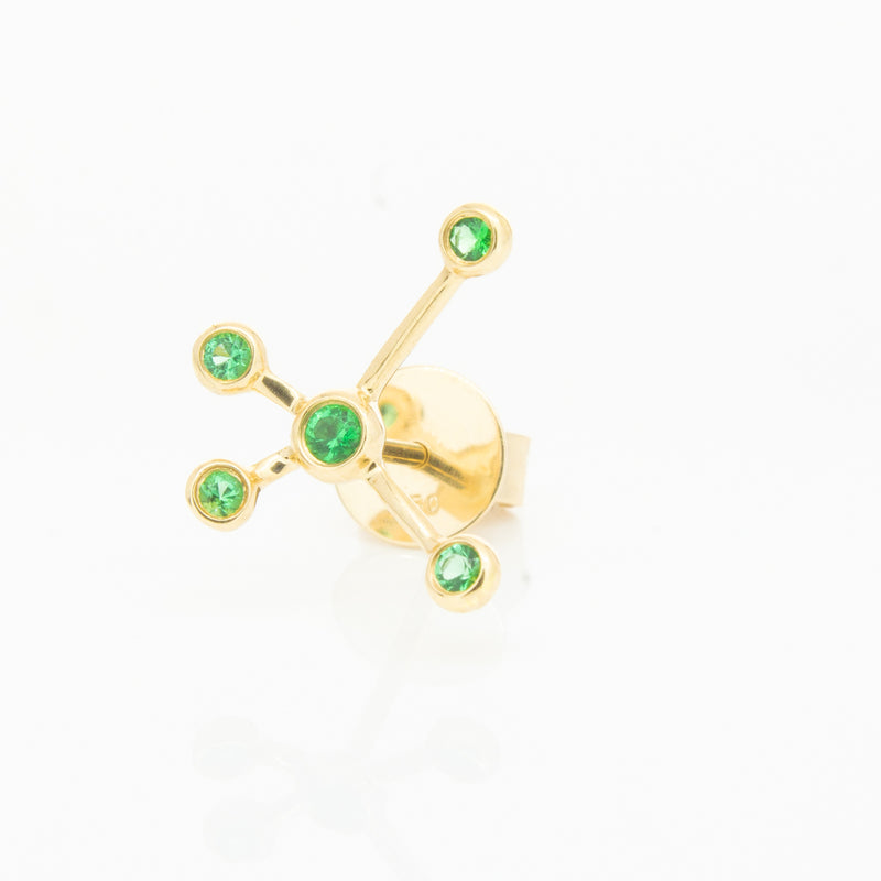 18ct Yellow Gold Tsavorite Single Earth Element Earring-Earrings-Walker & Hall