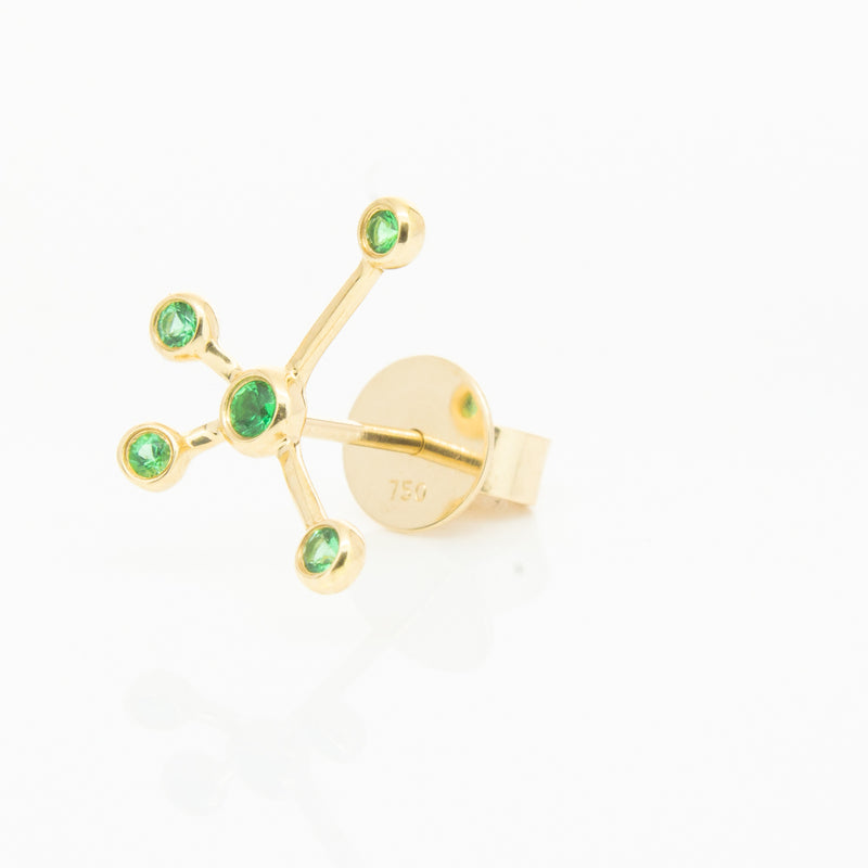 18ct Yellow Gold Tsavorite Single Earth Element Earring-Earrings-Walker & Hall