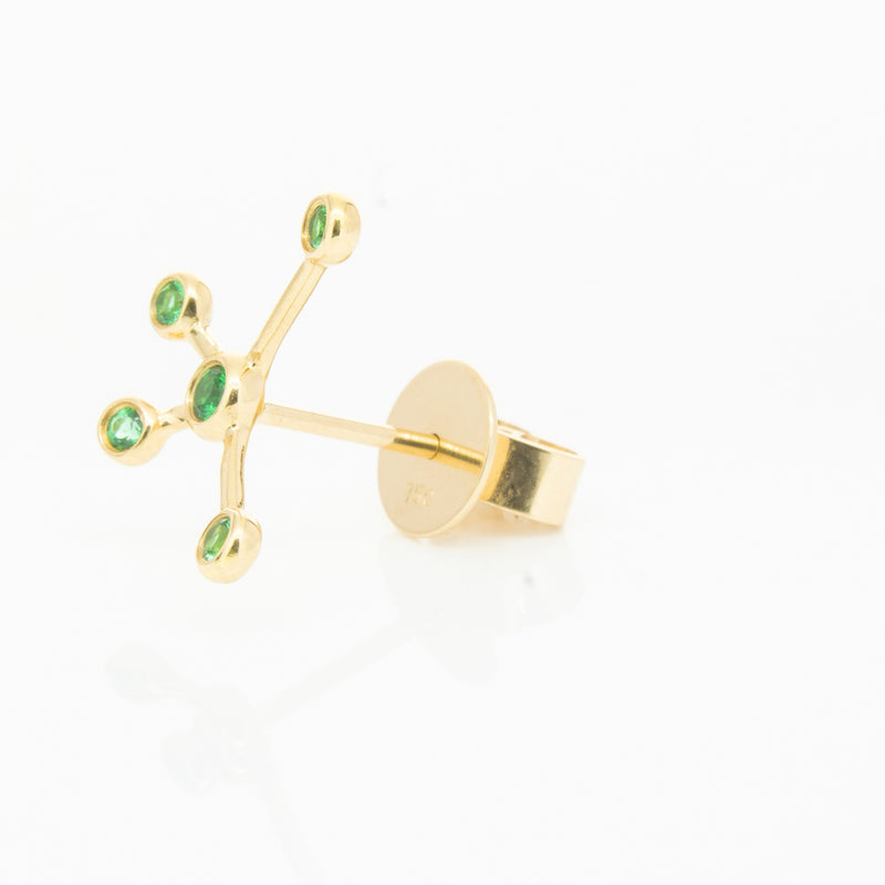 18ct Yellow Gold Tsavorite Single Earth Element Earring-Earrings-Walker & Hall