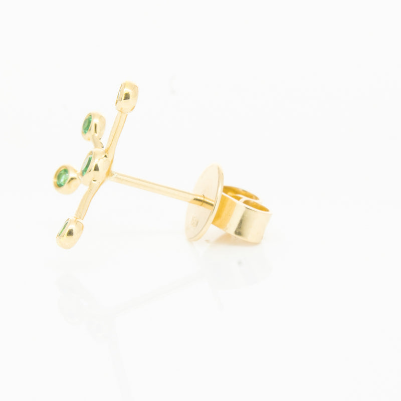 18ct Yellow Gold Tsavorite Single Earth Element Earring-Earrings-Walker & Hall