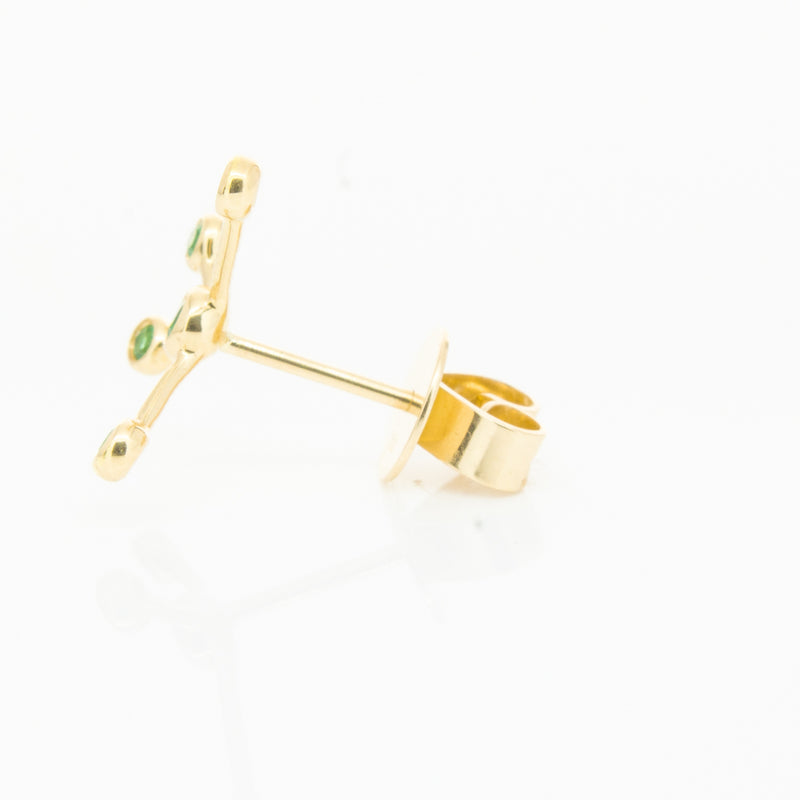 18ct Yellow Gold Tsavorite Single Earth Element Earring-Earrings-Walker & Hall