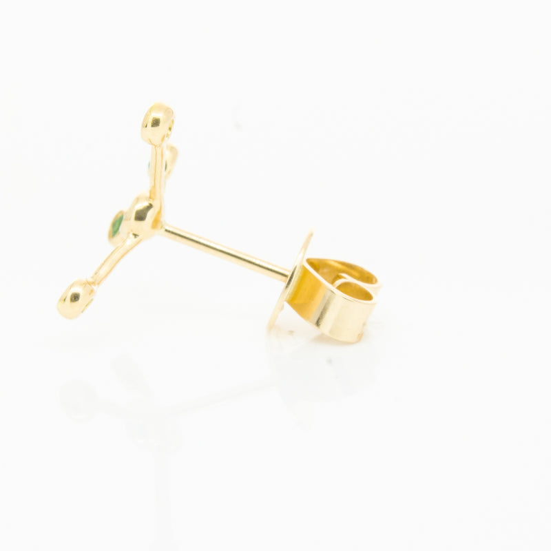 18ct Yellow Gold Tsavorite Single Earth Element Earring-Earrings-Walker & Hall