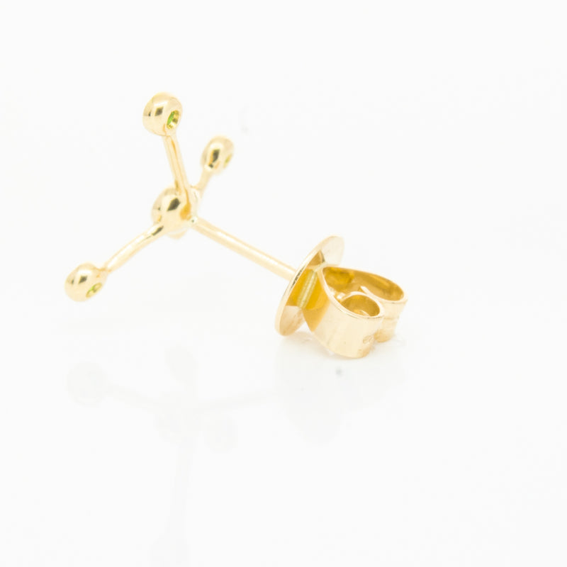 18ct Yellow Gold Tsavorite Single Earth Element Earring-Earrings-Walker & Hall