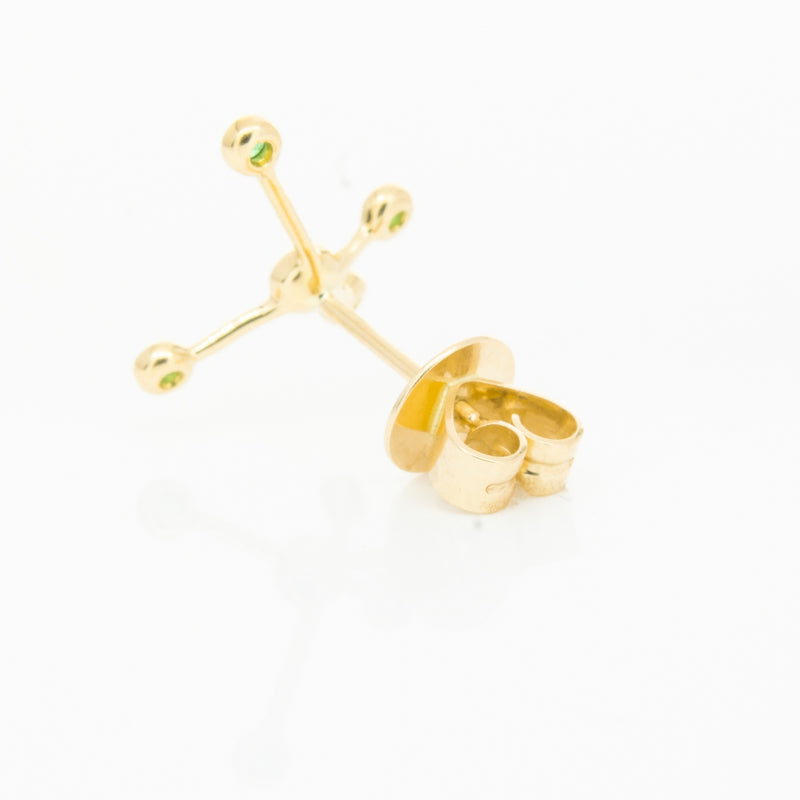 18ct Yellow Gold Tsavorite Single Earth Element Earring-Earrings-Walker & Hall