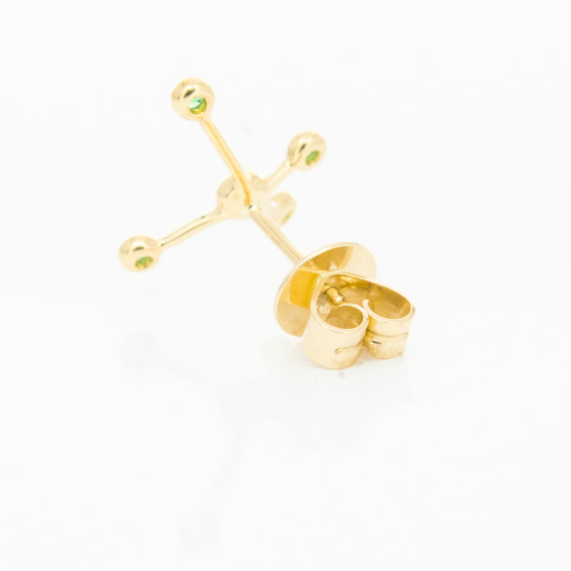 18ct Yellow Gold Tsavorite Single Earth Element Earring-Earrings-Walker & Hall