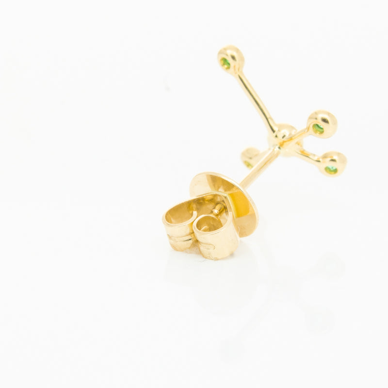 18ct Yellow Gold Tsavorite Single Earth Element Earring-Earrings-Walker & Hall