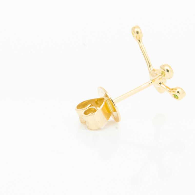 18ct Yellow Gold Tsavorite Single Earth Element Earring-Earrings-Walker & Hall