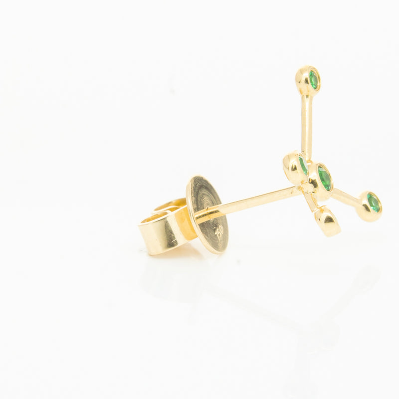 18ct Yellow Gold Tsavorite Single Earth Element Earring-Earrings-Walker & Hall