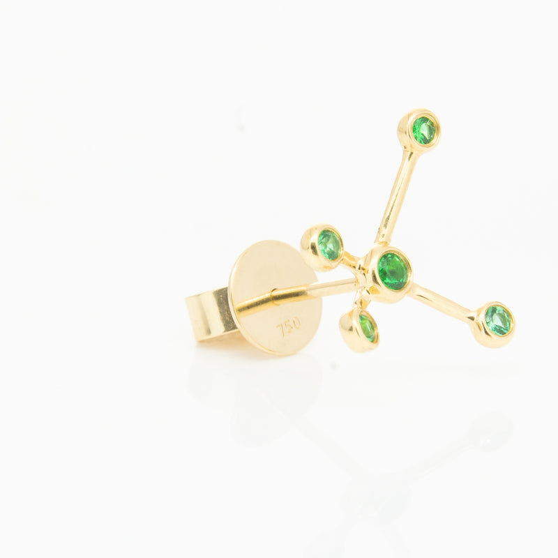 18ct Yellow Gold Tsavorite Single Earth Element Earring-Earrings-Walker & Hall