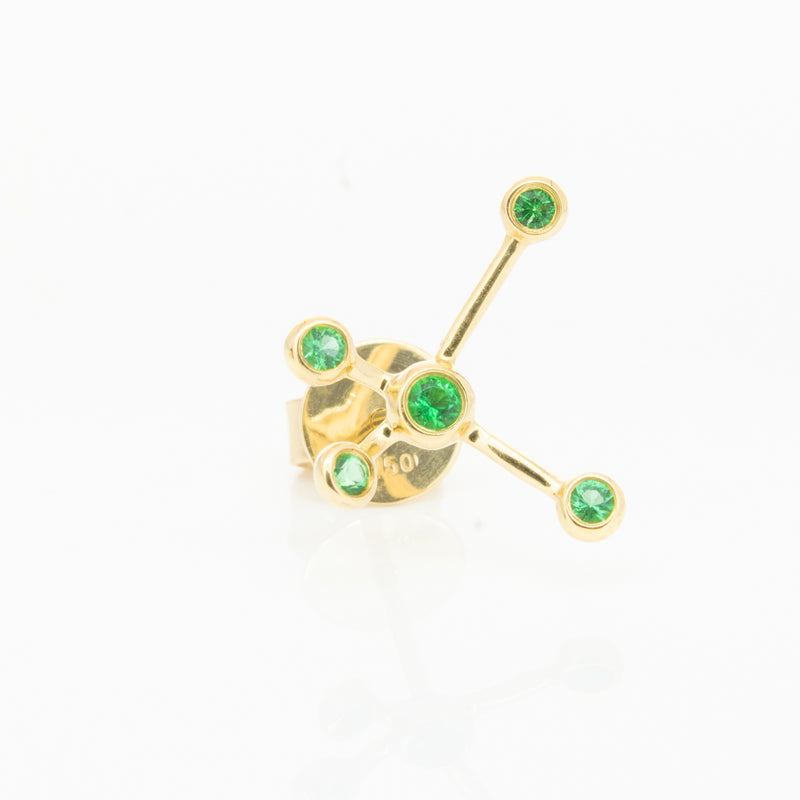 18ct Yellow Gold Tsavorite Single Earth Element Earring-Earrings-Walker & Hall