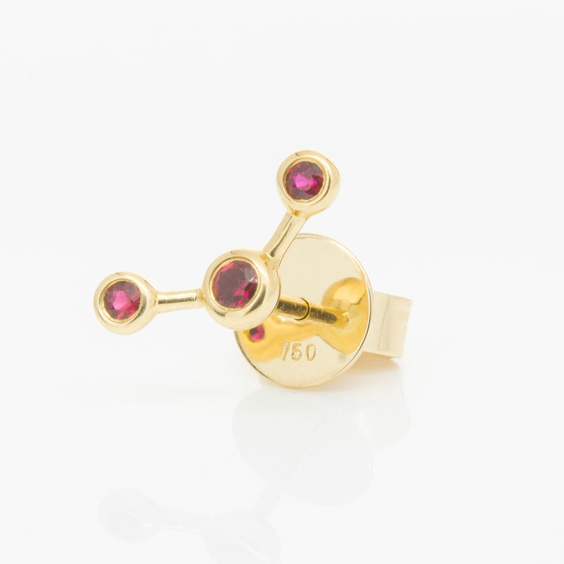 18ct Yellow Gold Ruby Single Fire Element Earring-Earrings-Walker & Hall