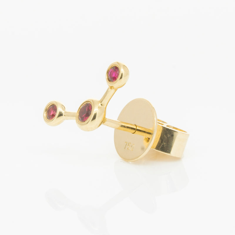 18ct Yellow Gold Ruby Single Fire Element Earring-Earrings-Walker & Hall