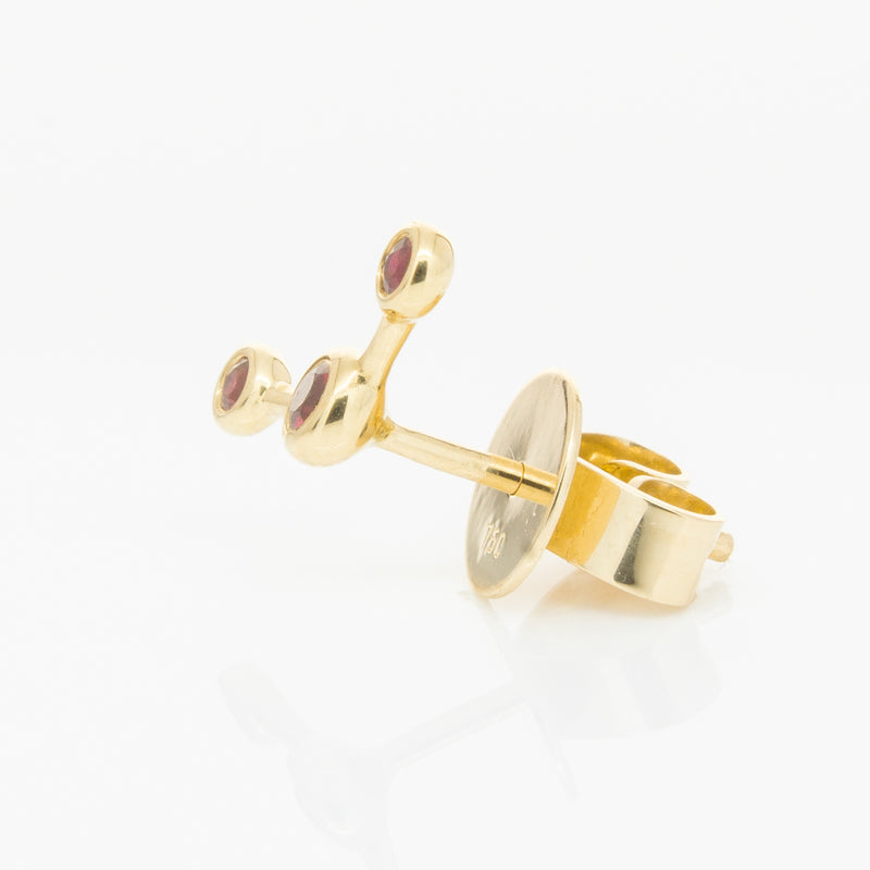 18ct Yellow Gold Ruby Single Fire Element Earring-Earrings-Walker & Hall