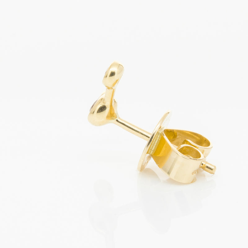 18ct Yellow Gold Ruby Single Fire Element Earring-Earrings-Walker & Hall