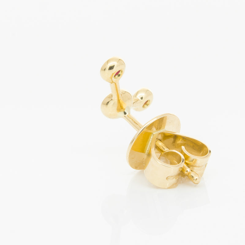 18ct Yellow Gold Ruby Single Fire Element Earring-Earrings-Walker & Hall