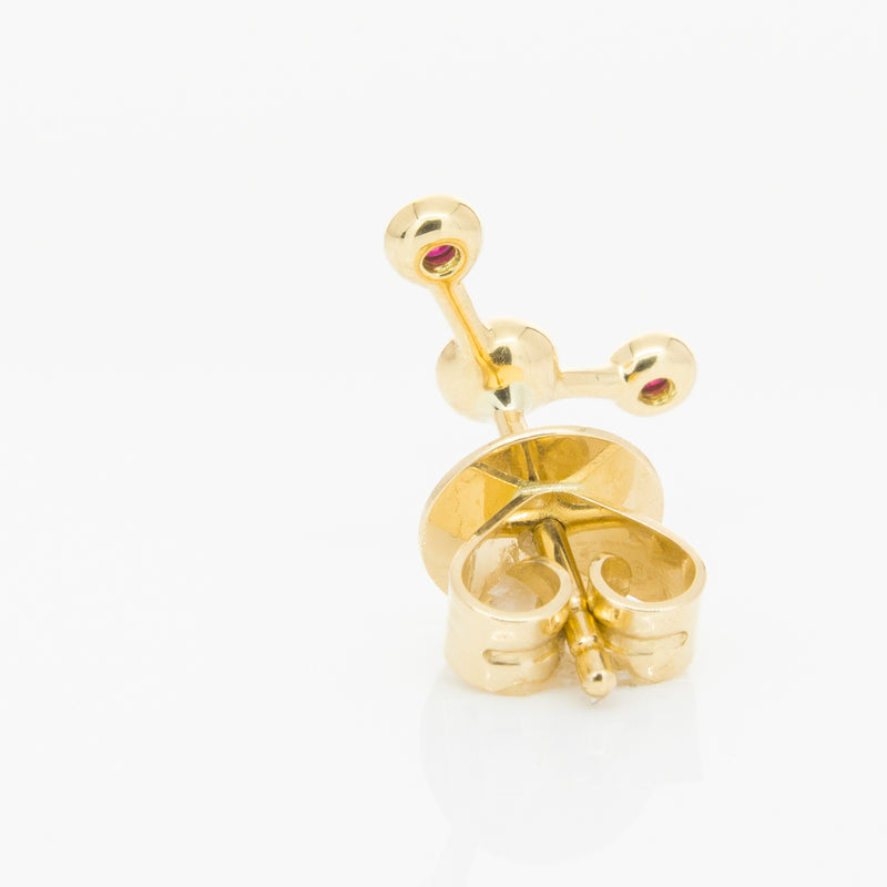 18ct Yellow Gold Ruby Single Fire Element Earring-Earrings-Walker & Hall