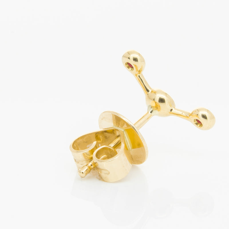 18ct Yellow Gold Ruby Single Fire Element Earring-Earrings-Walker & Hall