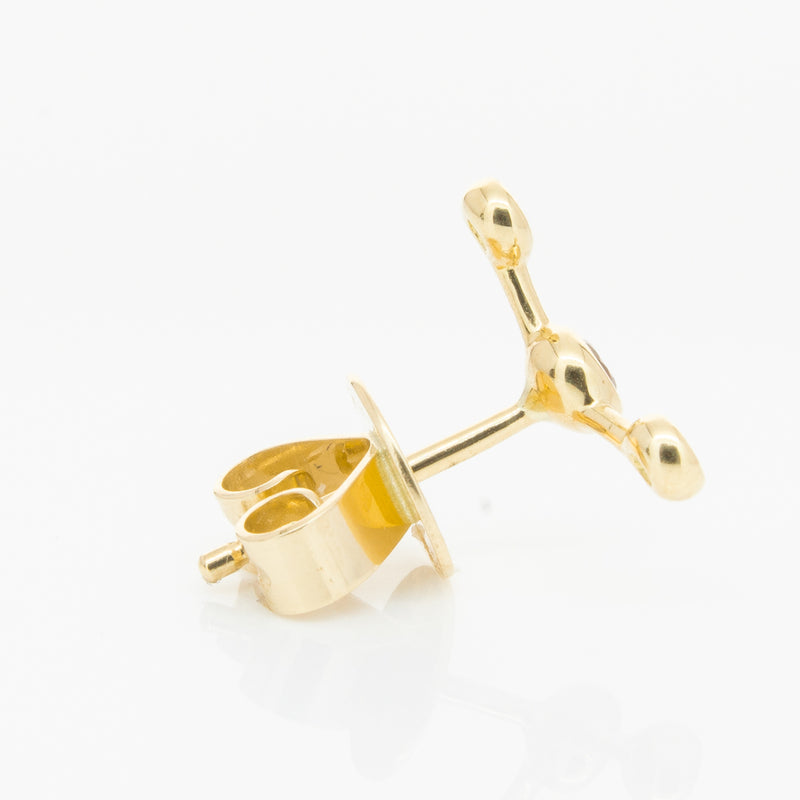 18ct Yellow Gold Ruby Single Fire Element Earring-Earrings-Walker & Hall