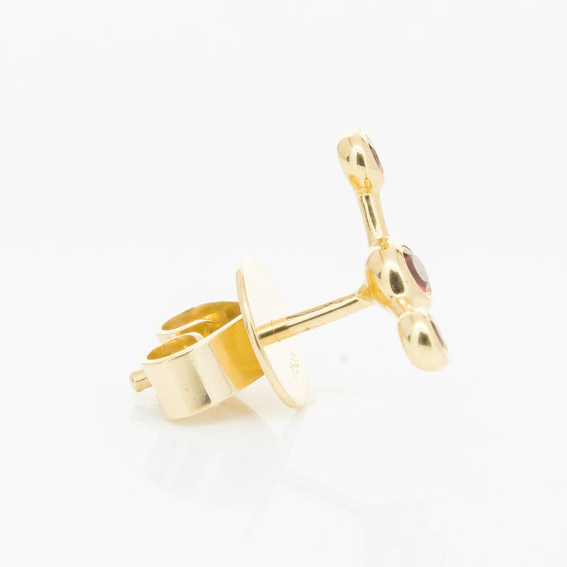 18ct Yellow Gold Ruby Single Fire Element Earring-Earrings-Walker & Hall