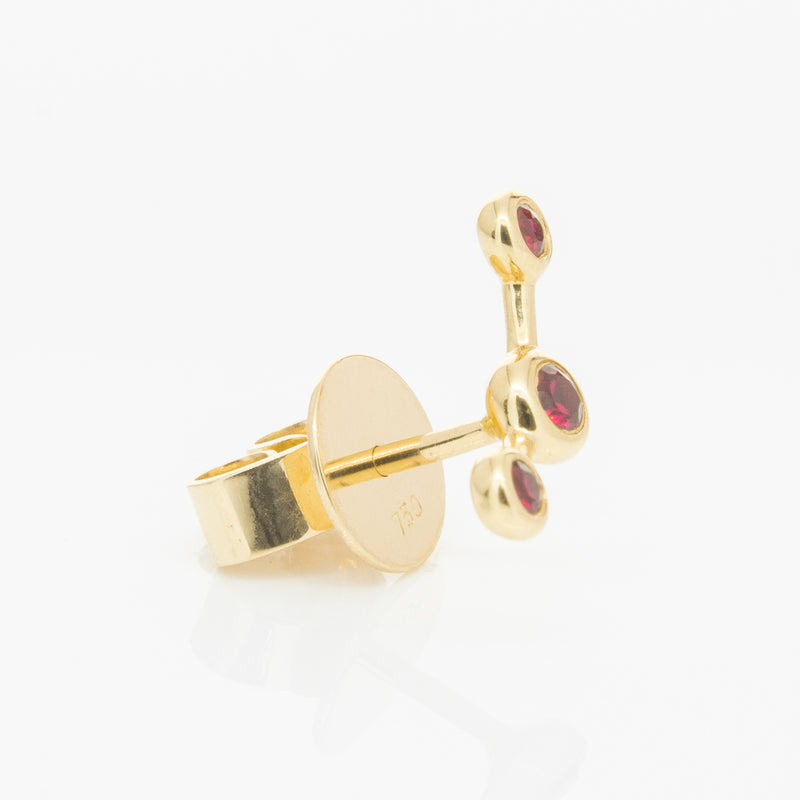 18ct Yellow Gold Ruby Single Fire Element Earring-Earrings-Walker & Hall