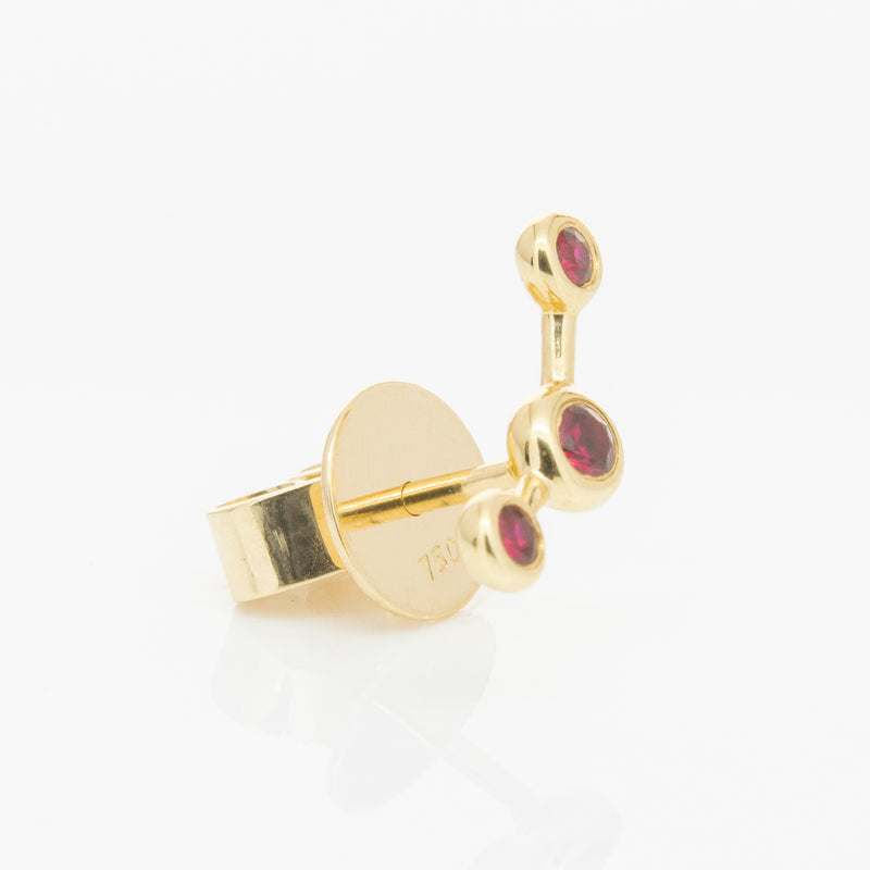 18ct Yellow Gold Ruby Single Fire Element Earring-Earrings-Walker & Hall