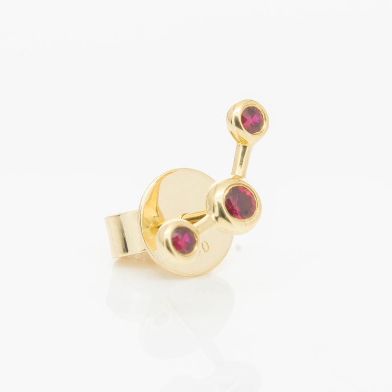 18ct Yellow Gold Ruby Single Fire Element Earring-Earrings-Walker & Hall