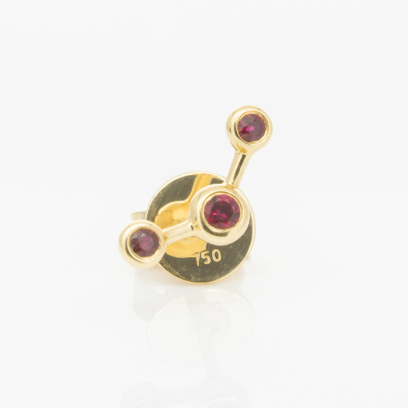 18ct Yellow Gold Ruby Single Fire Element Earring-Earrings-Walker & Hall