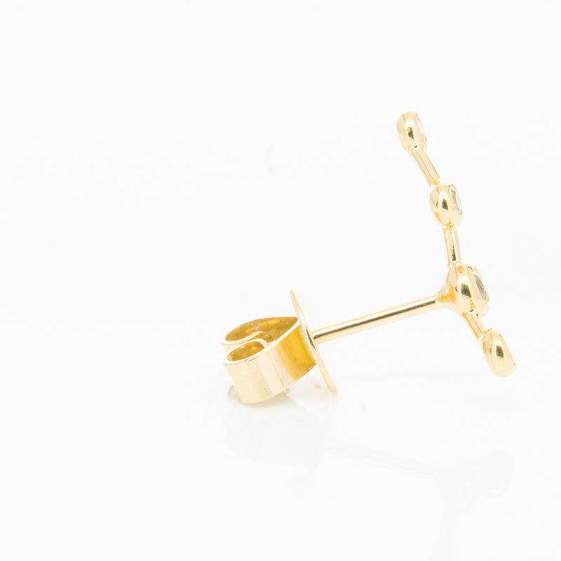 18ct Yellow Gold Aquamarine Single Air Element Earring-Earrings-Walker & Hall