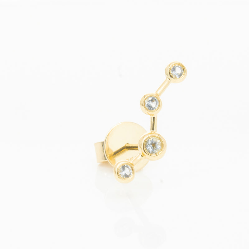 18ct Yellow Gold Aquamarine Single Air Element Earring-Earrings-Walker & Hall