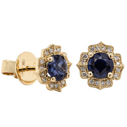 18ct Yellow Gold 1.65ct Sapphire & Diamond Paramount Earrings - Earrings - Walker & Hall