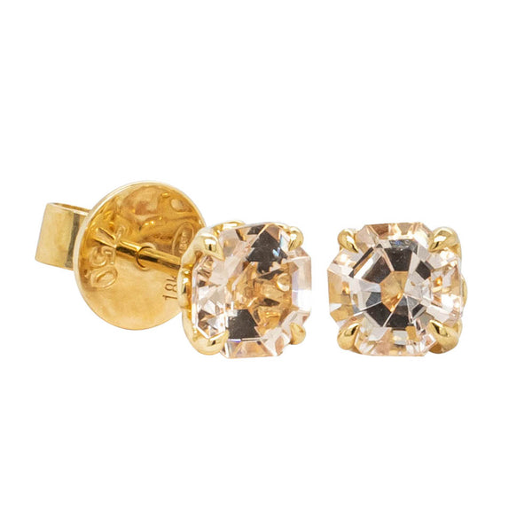 18ct Yellow Gold Morganite Octavia Stud Earrings - Earrings - Walker & Hall